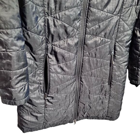Columbia- Mighty Lite Black Long Line Hooded Puffer Jacket OmniHeat, Size Small - Picture 6 of 16